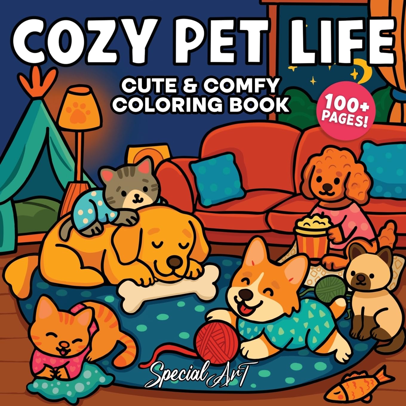 Cozy Pet Life: A Super Cute Coloring Book for Adults and Teens of Playful Cats, Loyal Dogs, and Sweet Moments: 4 (Cozy Cat & Dog Coloring Book)