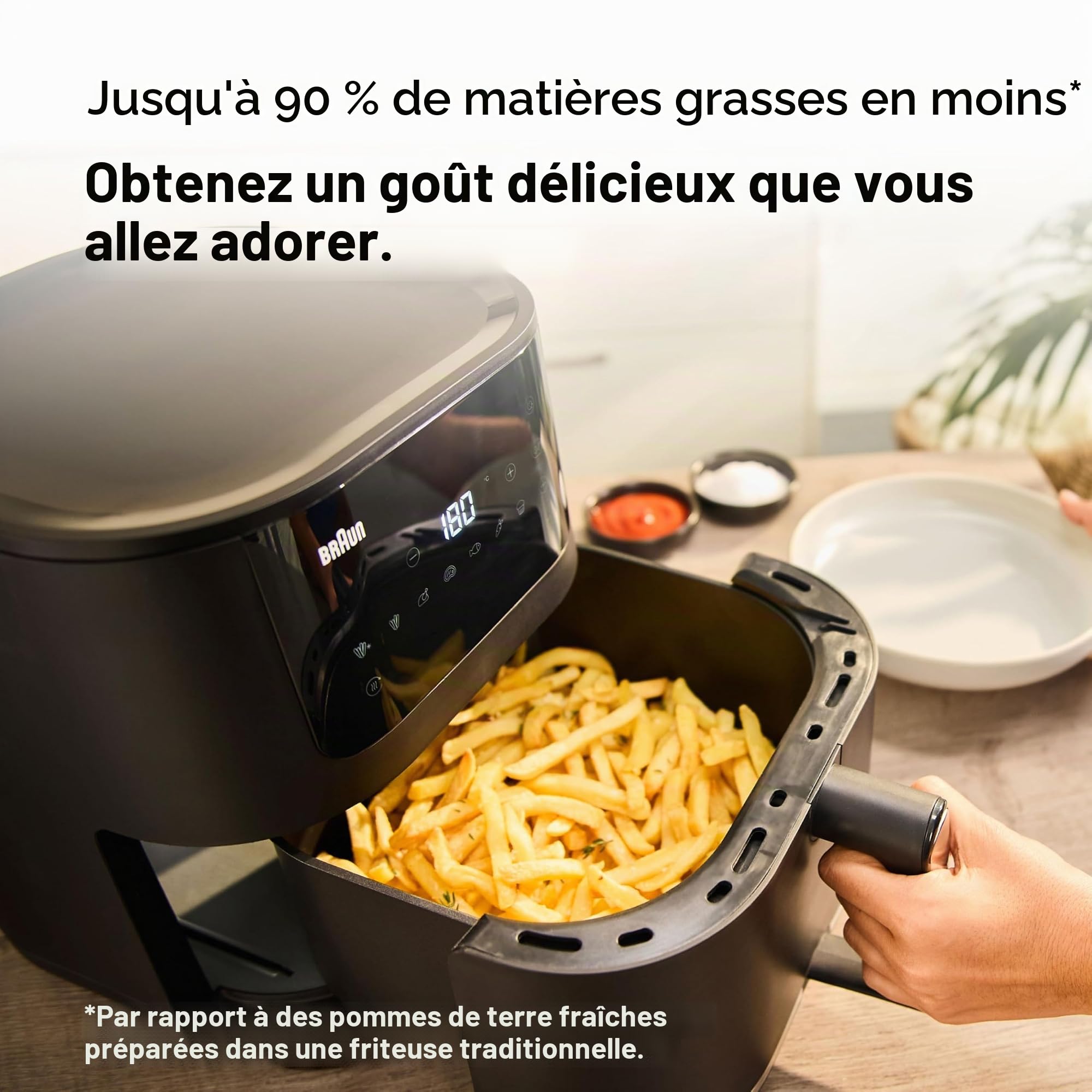 Braun MultiFry 5 HF5030IBK, Friteuse à Air avec Capacité de 6L, Contrôle Numérique de 80-200°, Technologie RealAir, 8 Programmes, Commande Tactile, Panier Lavable au Lave-Vaisselle, 1700W, Noir Mat