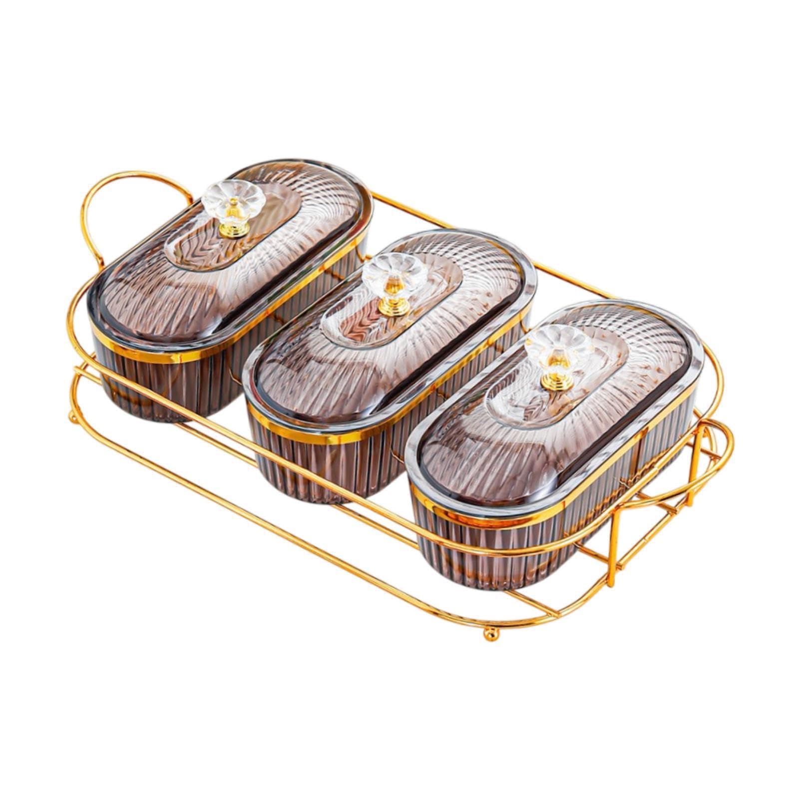 Yixannx Grey Easily Accessible Snack Storage Tray Dry Fruit Tray With Lid Storing And Serving Delicious Snacks Nordic Luxury Sealed Jar Is Made Of Pp Dry Fruit, 35X19x11cm
