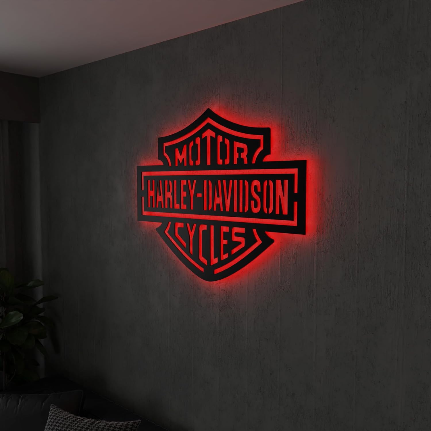 SAFESYZ Harley Davidson Signs for Garage, Handmade Harley Davidson Home Decor, Lighted Harley Wall Art (Orange-White)