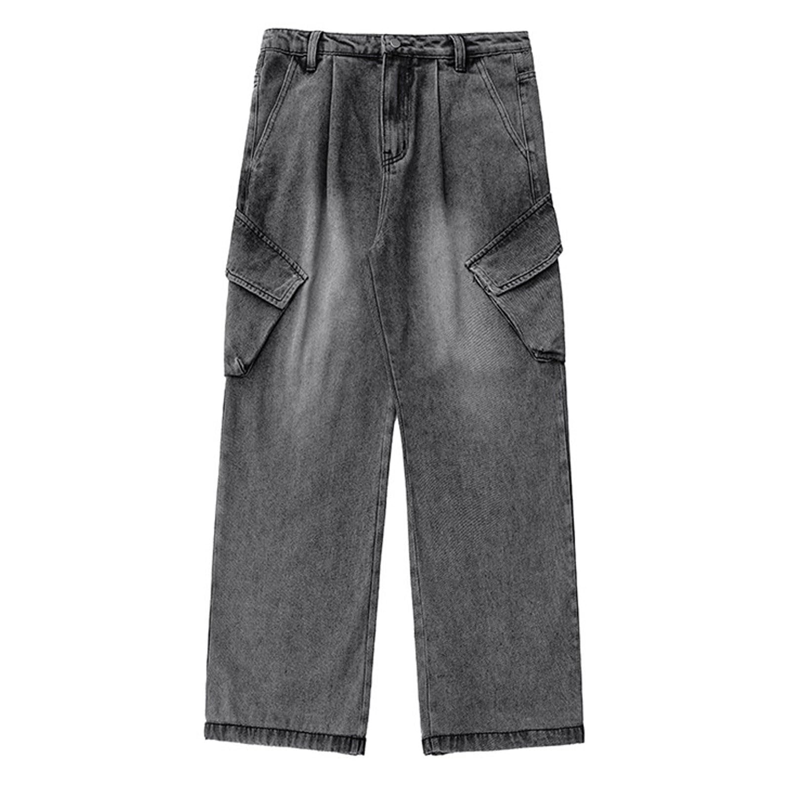 Pantalon Vaquero Hombre-Pantalones Vaqueros Desgastados de Trabajo para Hombre con Bolsillos Laterales utilitarios, cómodos Pantalones Vaqueros elásticos para Uso Informal.