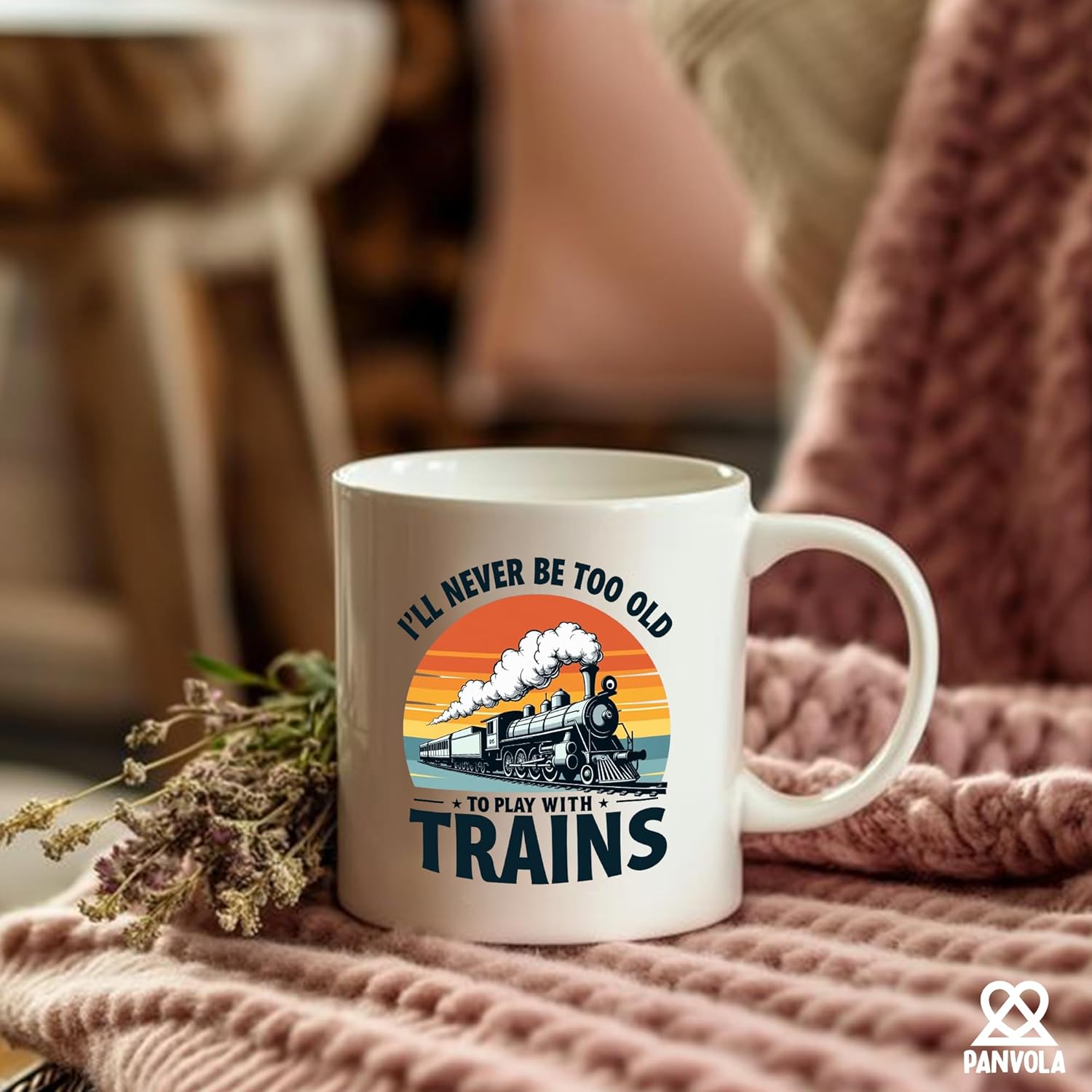 Panvola I'll Never Be Too Old To Play With Trains Funny Train Lovers Gifts For Dad Mom Husband Brother Sister Wife Friend Coworker Train Engineer Ceramic Mug 11 oz White - Image 4