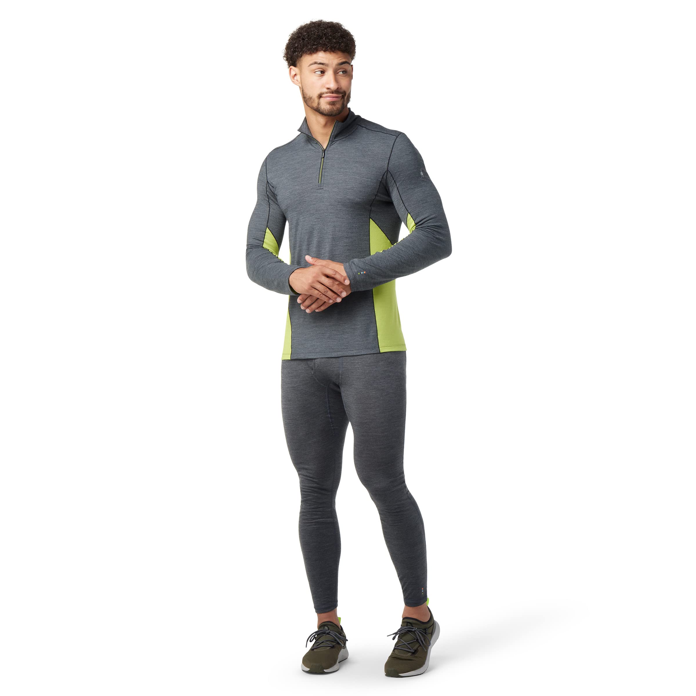 Smartwool Merino Sport 150 Long-Sleeve 1/4-Zip Top - Men's Charcoal Heather/Dark Citron, S