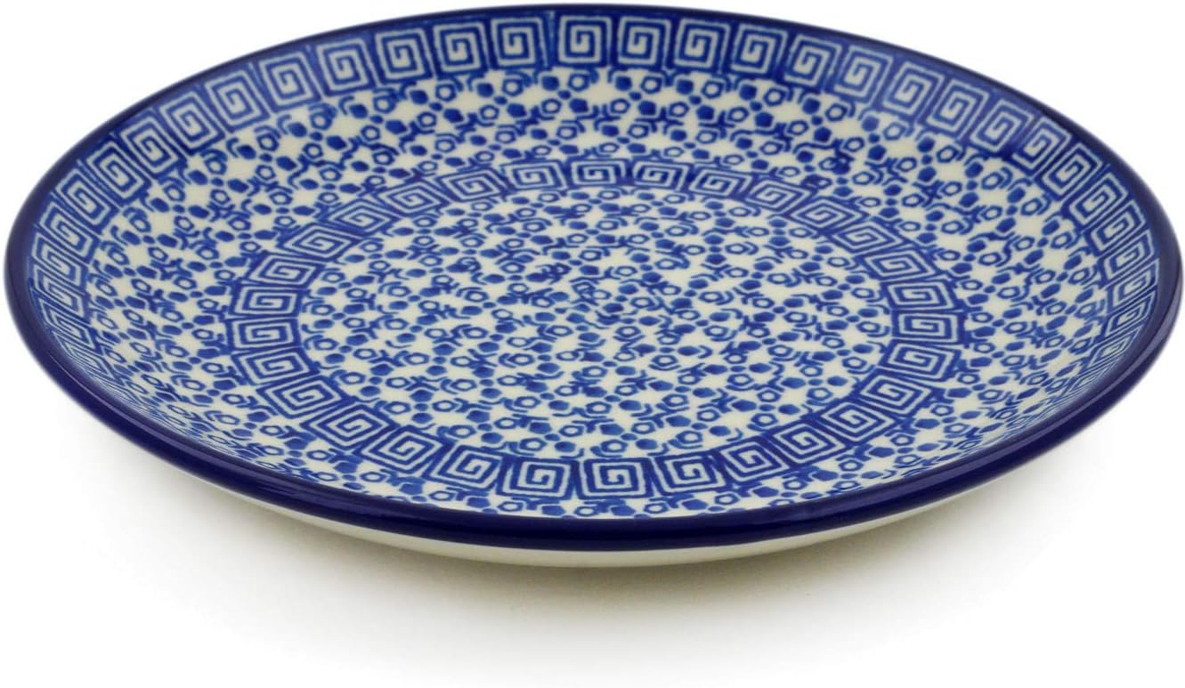 Polmedia Polish Pottery Dessert Plate - Greek Garden Pattern Handmade in Boleslawiec Poland by Ceramika Artystyczna + Certificate of Authenticity