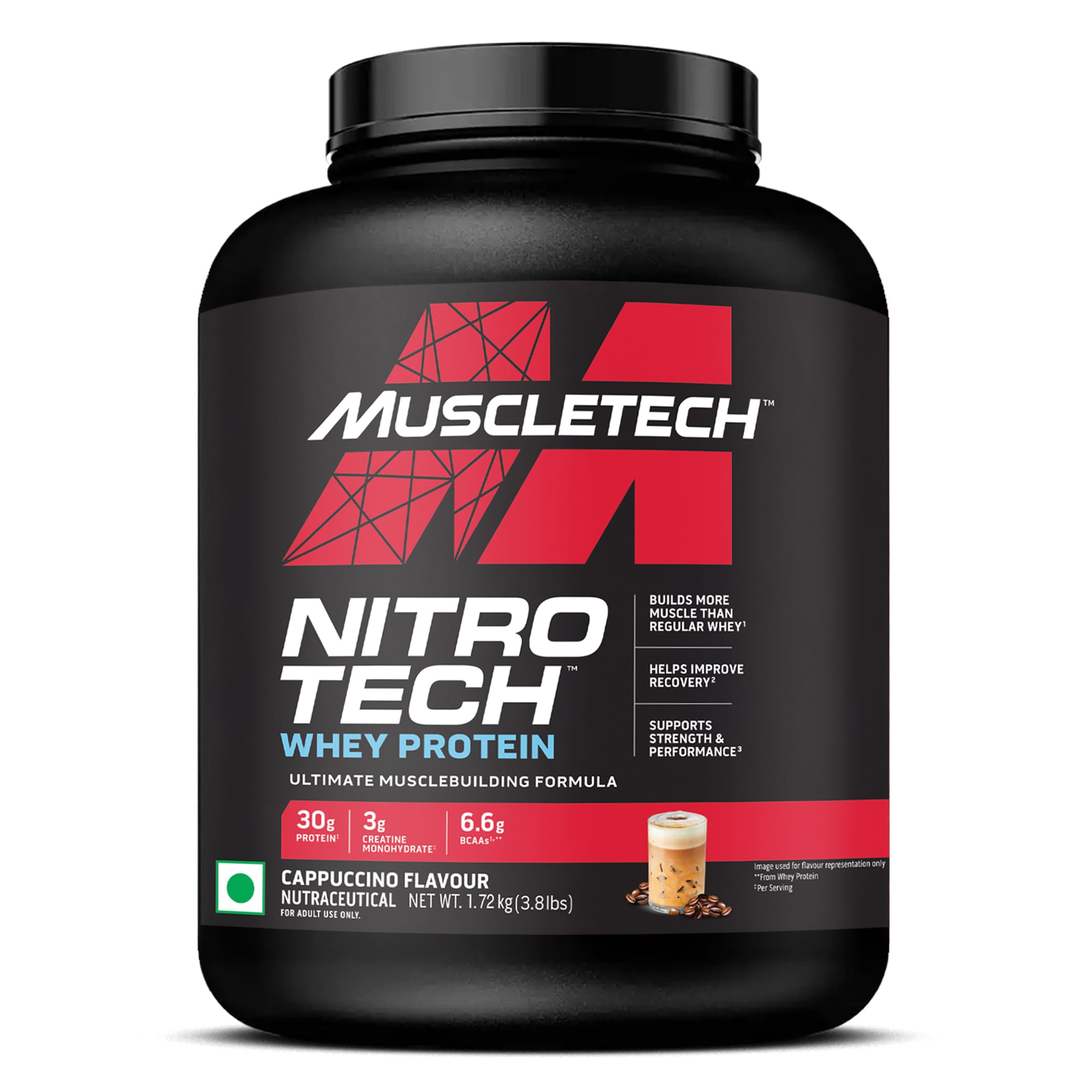 MuscleTech Nitro-Tech Whey Protein, 1.72kg (3.8lbs), Milk Chocolate, 30g Protein, 3g creatine monohydrate, 6.7g BCAA, ultimate muscle building formula, increase strength & performance — Amazon image 17
