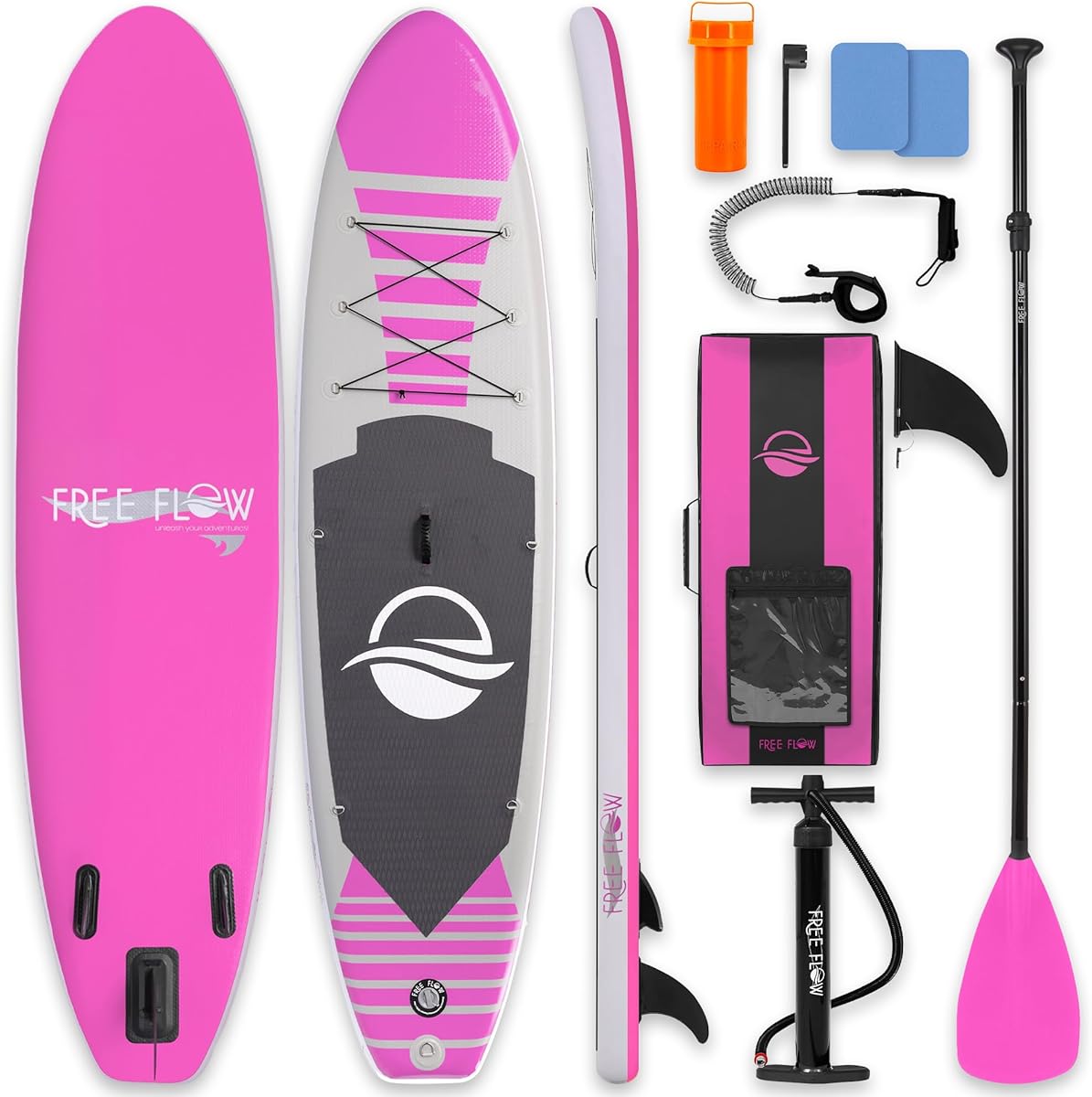 SereneLife Inflatable Stand Up Paddle Board - Wide Stable Design, Non-Slip Deck for Adults & Youth with Premium Paddle Board Accessories: Carry Bag, Dual Action Pump, Paddle, Ankle Leash - 10'6"