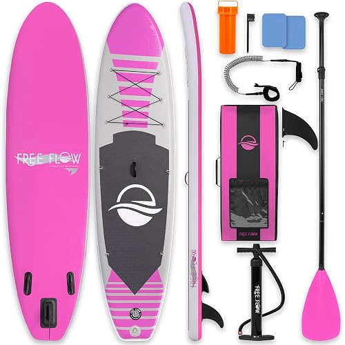 SereneLife 10’6” Inflatable Stand Up Paddle Board with Premium SUP Accessories - 32” Wide Stable Design with Non-Slip EVA Deck Pad, for Youth and Adults, 350 lbs. Capacity