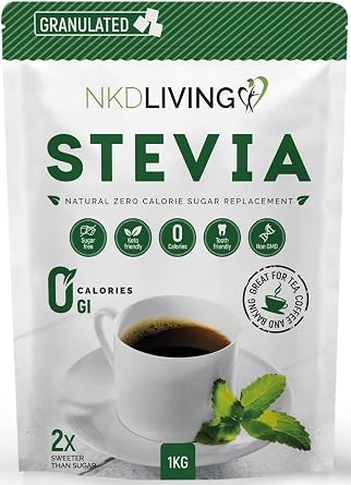 NKD Living Stevia Sweetener Granules 1kg   Natural Plant-Based Sweetener   Zero Calorie, Non-GMO, Keto & Vegan Friendly