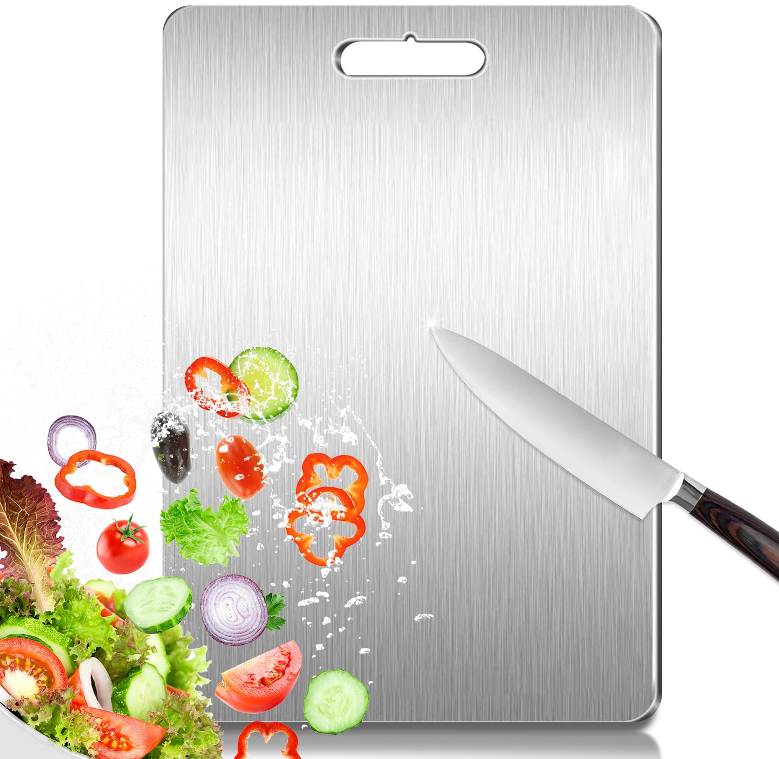 BELLPO Metal Cutting Board Dishwasher Safe & Non Toxic, Titanium Cutting Boards for Meat, Fish, Vegetables, Fruit, Bread & Cheese, Easy Clean &