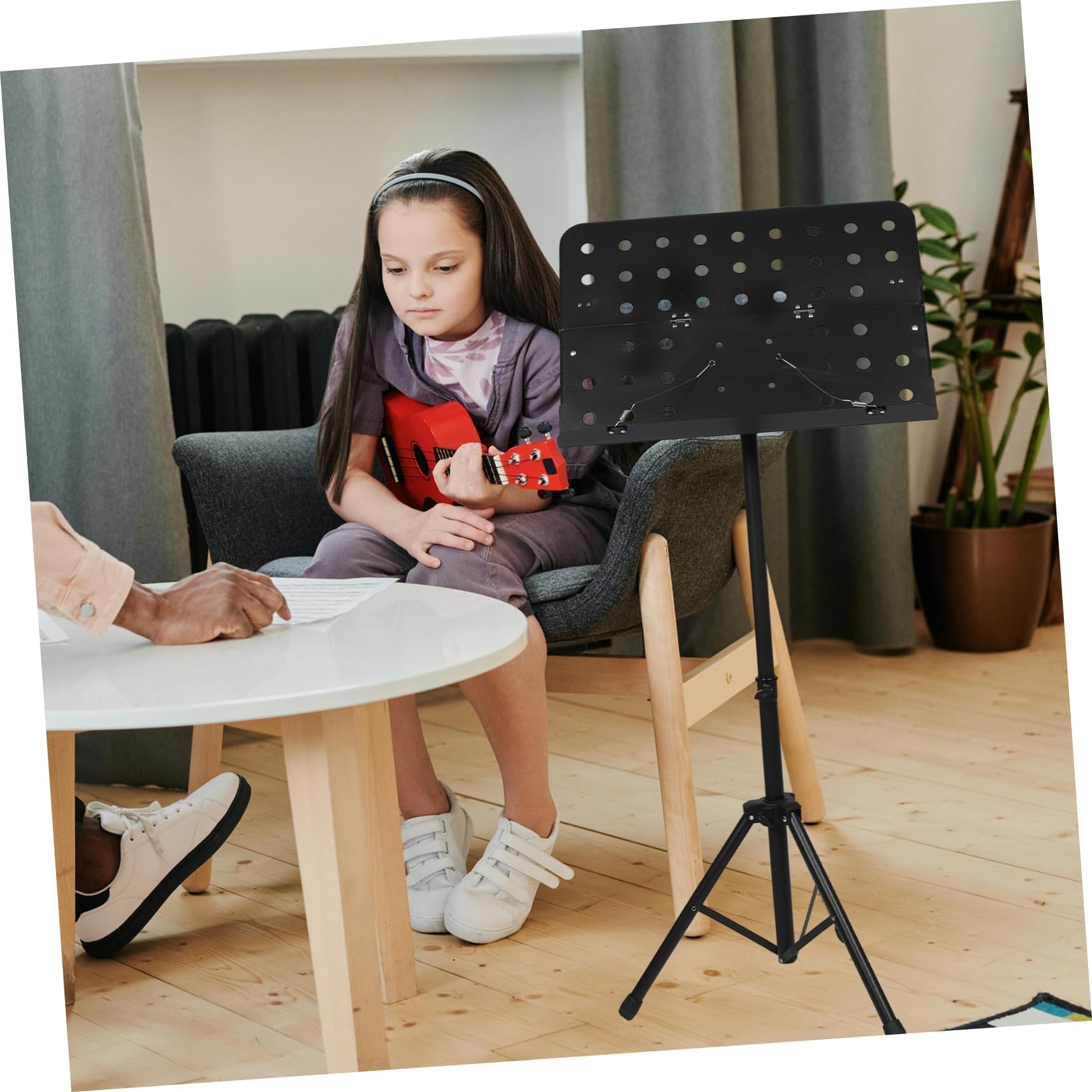 Toyvian Supporto per Spartiti Musicale Pieghevole e Regolabile in Altezza, Supporto Stabile in Plastica e Ferro, Portatile per Esibizioni e Viaggi