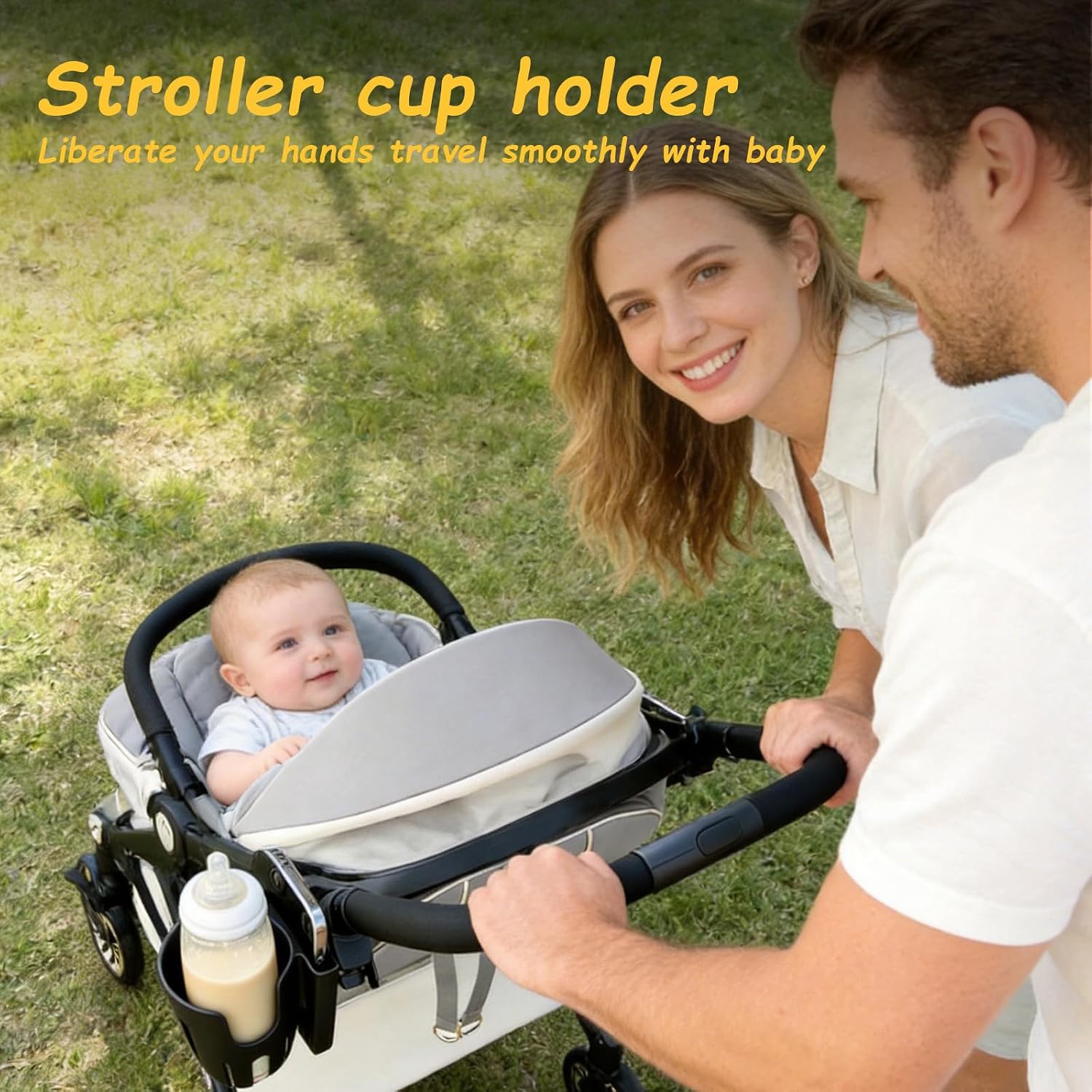 Cup Holder Compatible with UPPAbaby Vista V3 Cruz | 360 Degree Rotatable,Strap Cup Holder with Phone Slot Compatible with Accmor