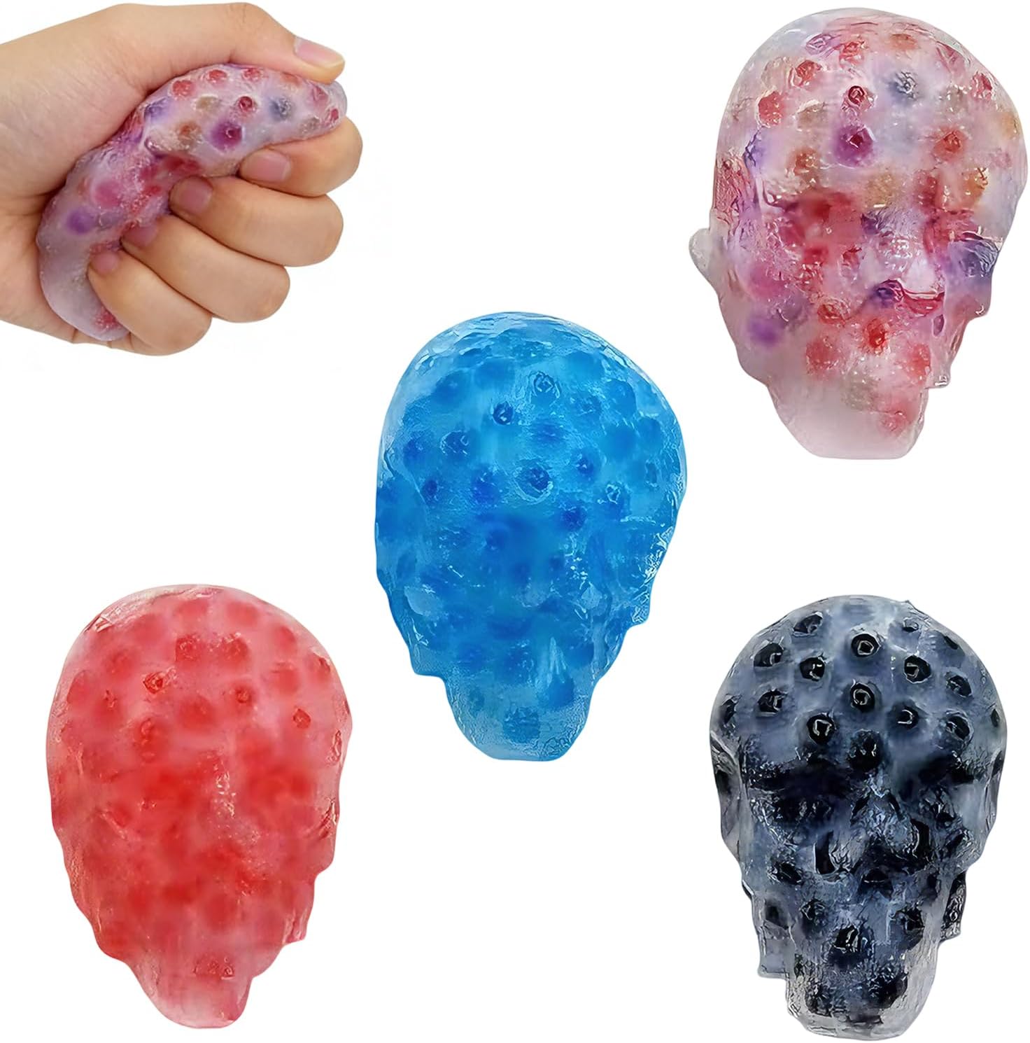 Soft Squeeze Poppers - Stress Relief Toy, Fidget Pack with 4 Pieces, Anxietys Reducer with Realistic Design, Sensory Toys Texture Detail, Habit Alternative for Teens Adults