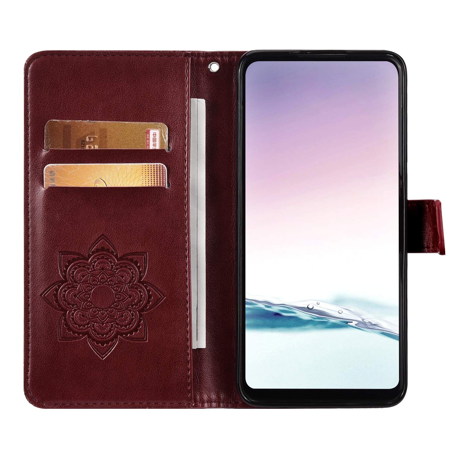 Cover Flip Uposao Per Galaxy A40: Custodia In Pelle PU Con Design Uccello E Piuma Verde - 2