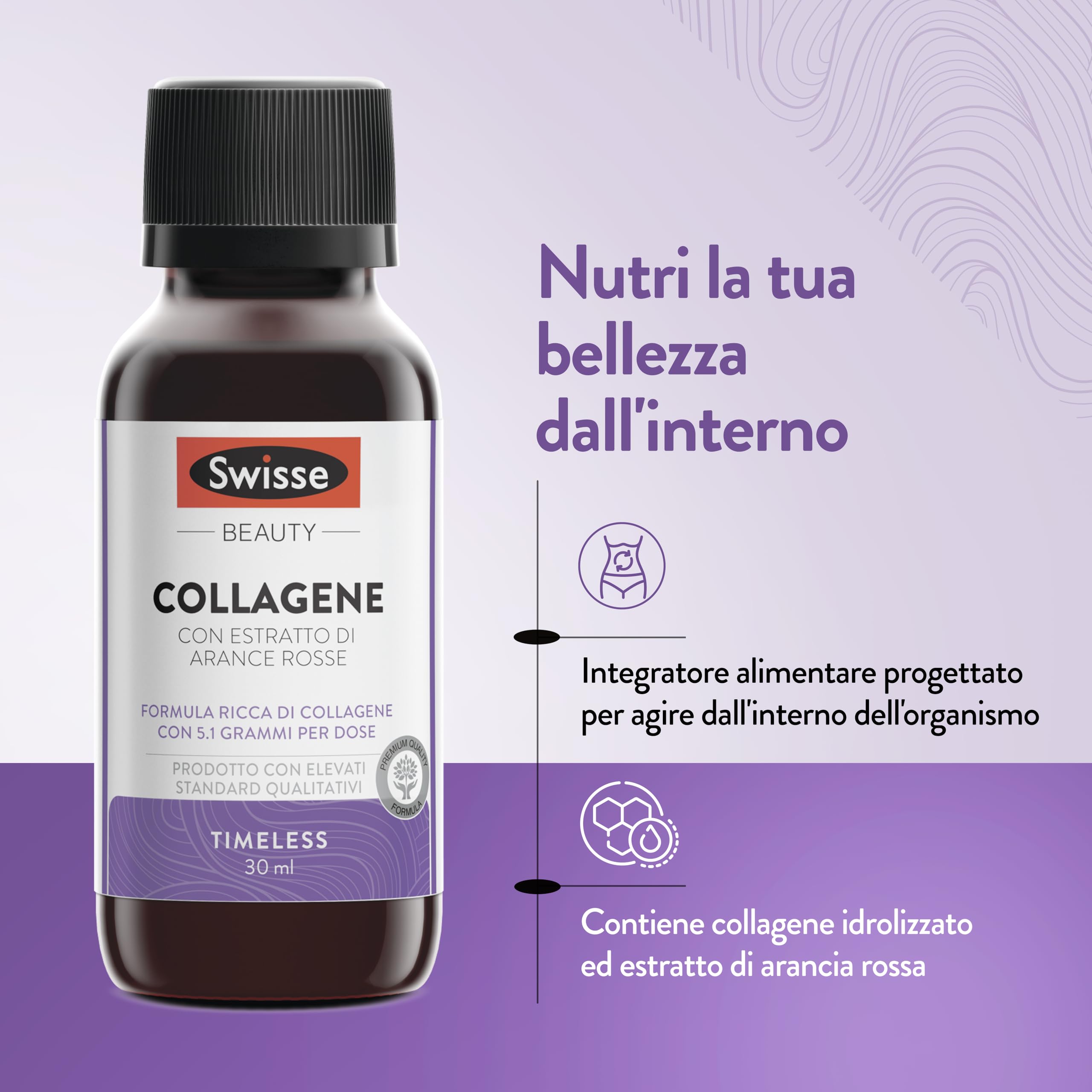 SWISSE Collagene Integratore Liquido - Collagene Idrolizzato da Bere Donna e Uomo con Arance Rosse per Pelle Elastica e Luminosa, Integratori Bellezza Attenua le Rughe, 7 Flaconi x 30 ml Made in Italy