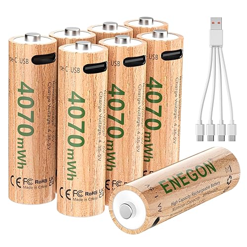 ENEGON Rechargeable AA Lithium Batteries 8-Pack, 1.5V 4070mWh High Capacity