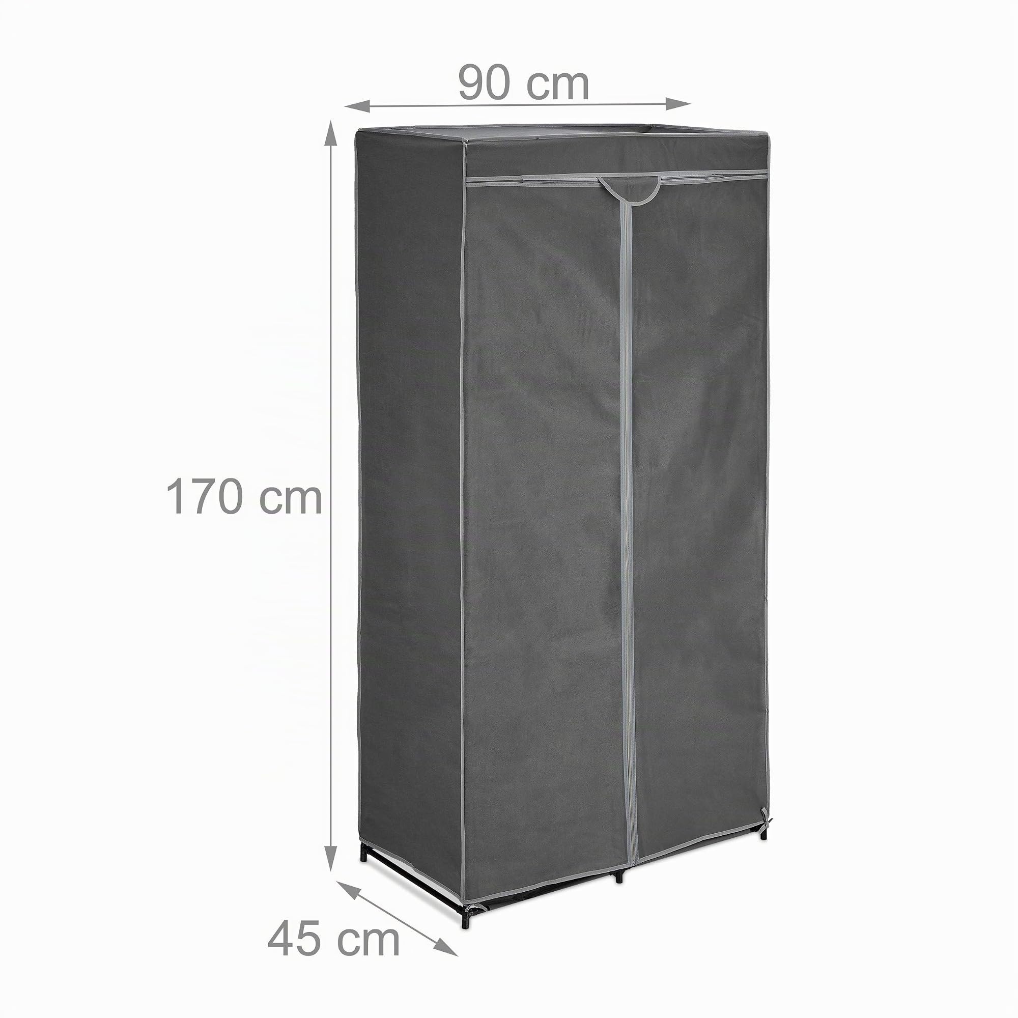 Relaxdays Penderie en Tissu, Tringle à vêtements et 6 Compartiments, 170x90x45 cm, Armoire Pliante, Solide, Anthracite