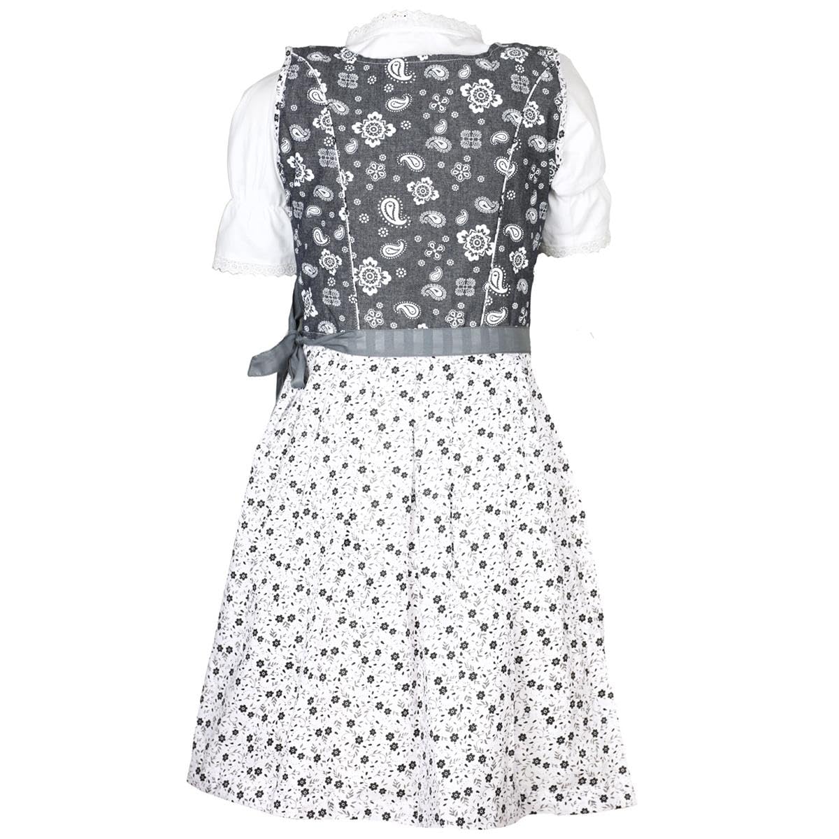 Mädchen Dirndl Yvonne - 3 teilig Kinderdirndl Blüten mit Trachtenbluse und Spitzen Schürze Kinder