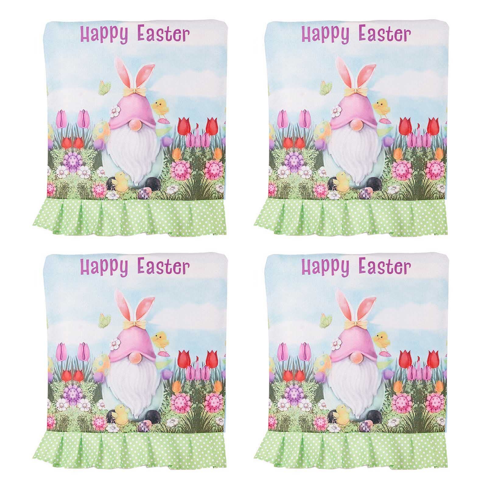 Elnwnnkc 4Pcs Easter Chair Back Covers Dining Chair Slipcovers for Easter Decorations Dining Room Seat Covers