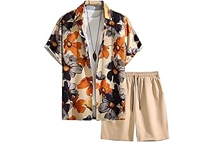 COZEASE Men's Summer Short Sleeve Hawaiian Outfits