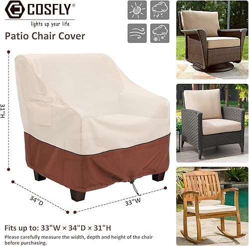 Miniatura 2 de COSFLY Funda para muebles de exterior para sillas de patio, impermeable, funda de asiento profundo para muebles exteriores, se adapta a hasta 33