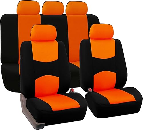 TLH Juego completo de fundas de asiento de automóvil para automóvil, color naranja, ajuste universal, fundas de asiento de automóvil, accesorios