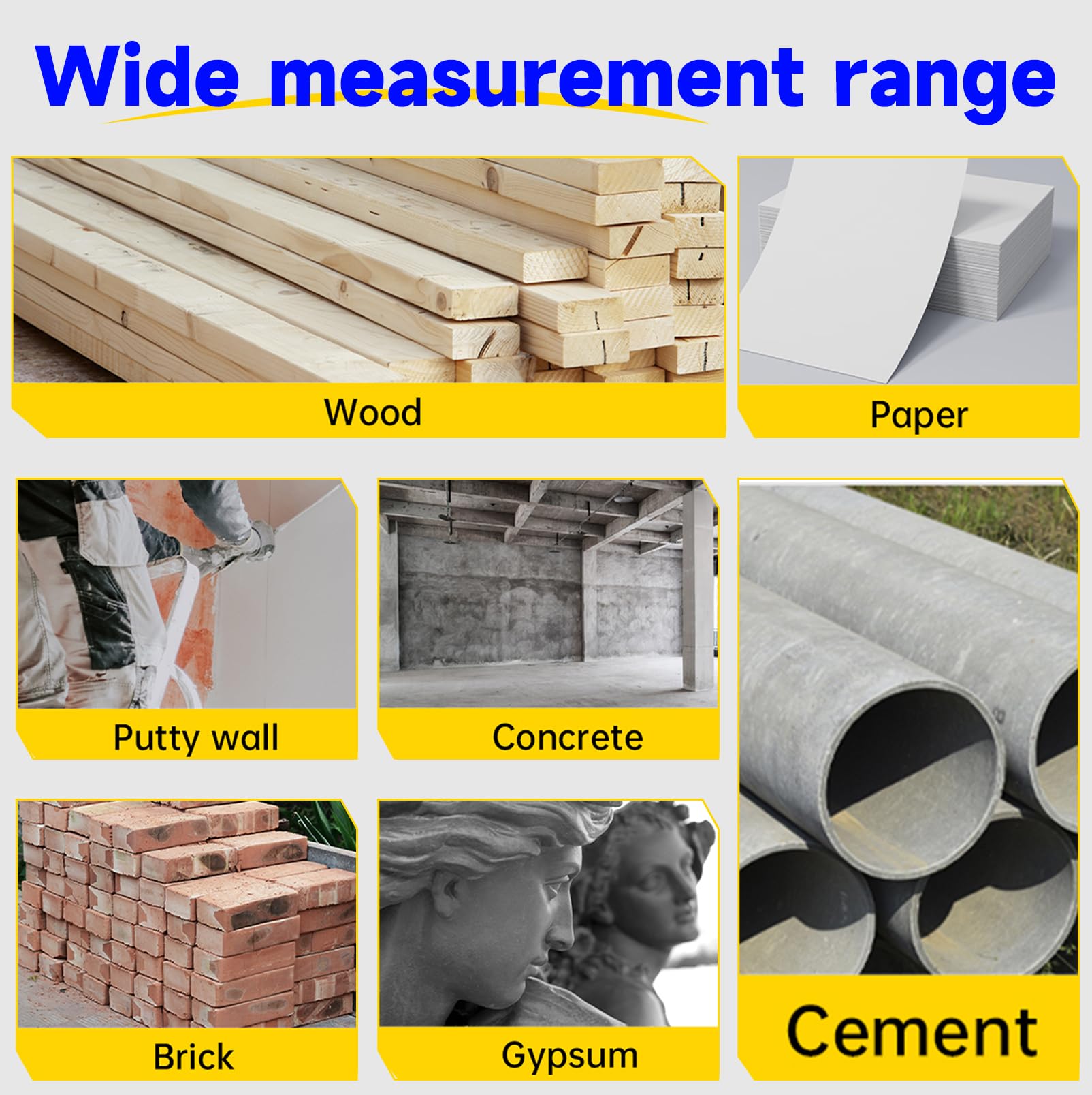 DeWin WMT-10 Humidimètre for Bois, Testeur d'humidité for Bâtiment en béton de Bois, Prise en Charge de la Sauvegarde et de l'enregistrement des données