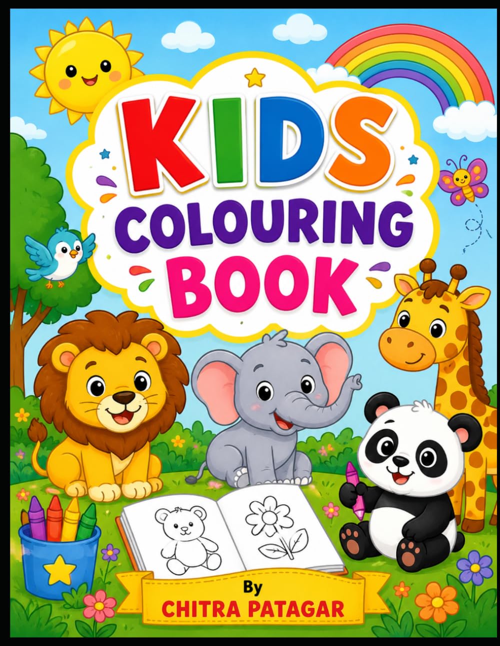 “Cute Jungle Animals Coloring Book for Kids Ages 3-6”: “Fun and Easy Bold Outline Coloring Pages for Toddlers, Preschoolers, Boys & Girls”