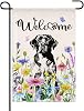 Welcome Summer Black Lab Garden Flag for Outside Spring Floral Labrador Dog Banner 12x18 Double Sided Seasonal Yard Signs Lawn Outdoor Decoration