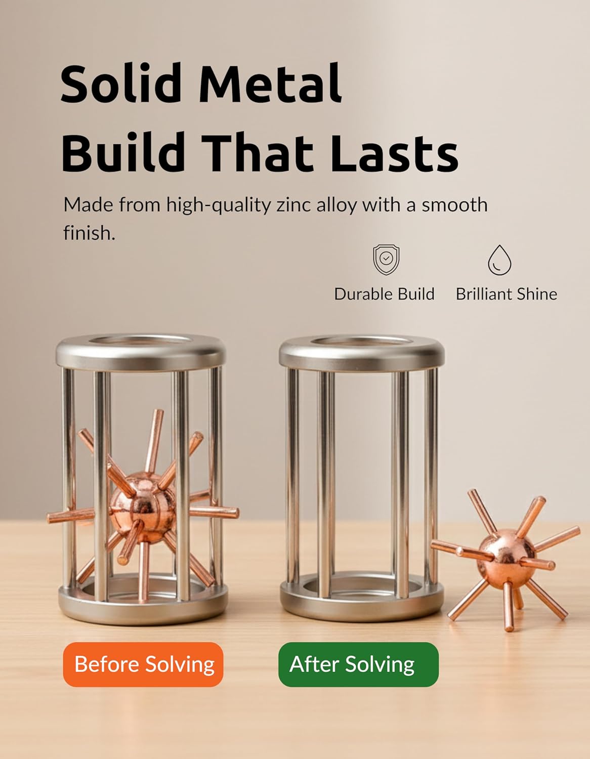 Satellite in Cage – Premium Durable Metal Brave Puzzle | 3D Mechanical Logic Teaser, Stress Relief Focus Fidget, Travel Brain Training Game & Unique Puzzle Gift