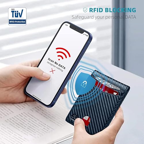 Miniatura 3 de Zitahli Slim Wallet for Men-Leather Money Clip Mens Wallets-RFID Blocking Front Pocket Bifold Wallet-Minimalist Credit Card Holder with Gift Box