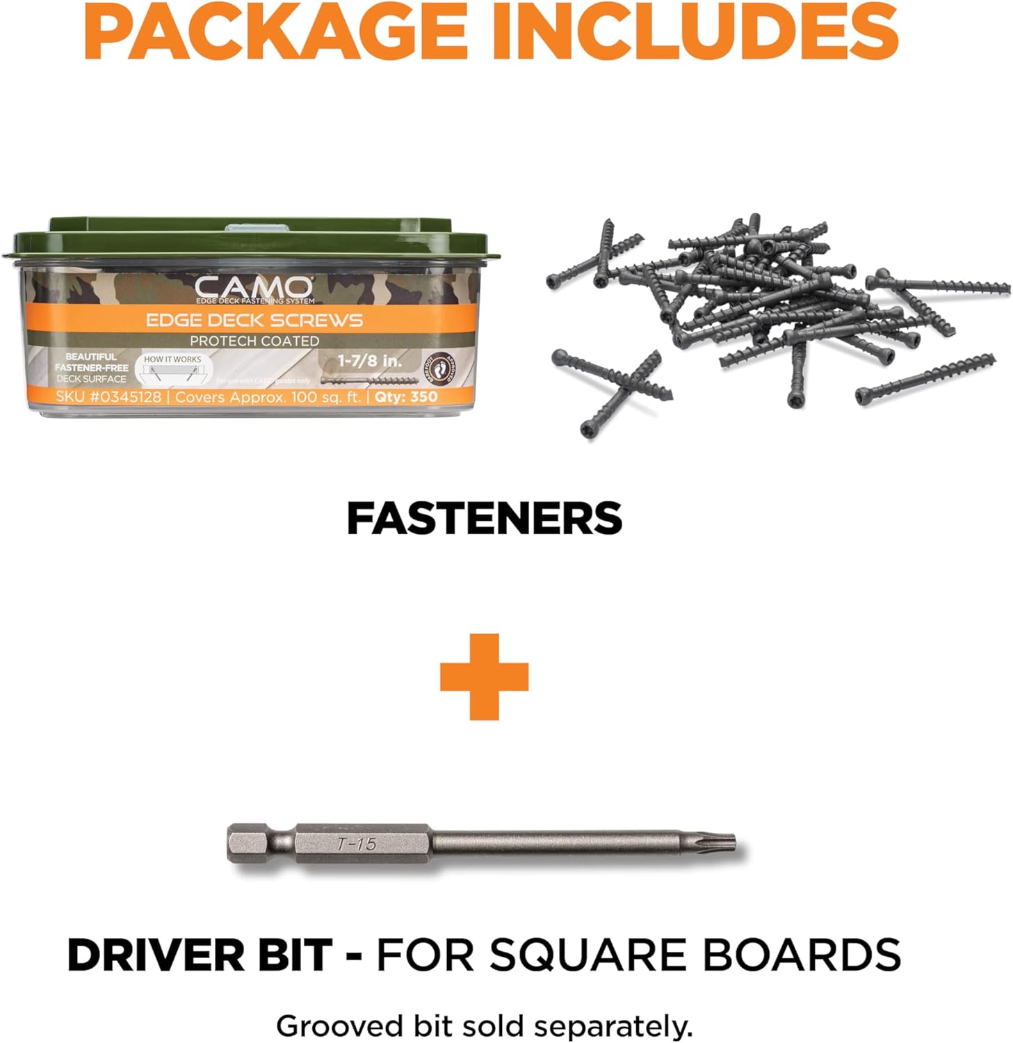 CAMO Edge Deck Screws, Hidden Fastening, 1-7/8", ProTech Coated (350 ct)