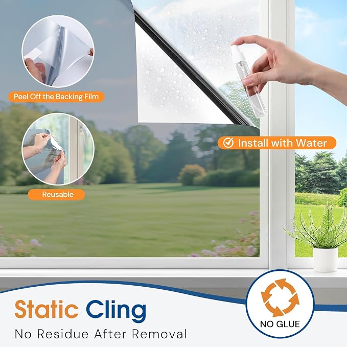 Película para ventana opaca Homein 17.5" x 78.7" con herramientas miniatura 9