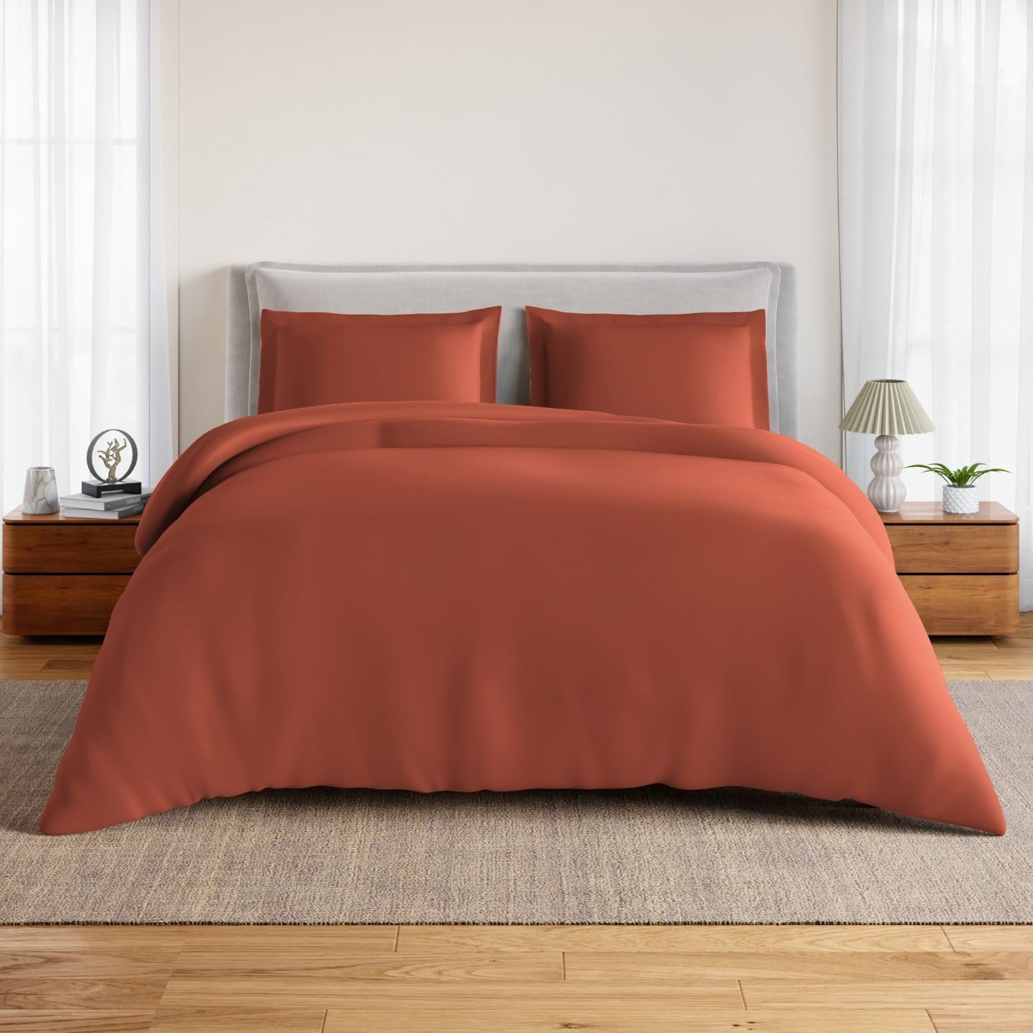 spaces everyday essential 100% cotton 170 tc percale solid fitted queen sheet with 2 pillow covers|super soft, safe for skin & breathable - 183 x 198cm + 30cm - brown
