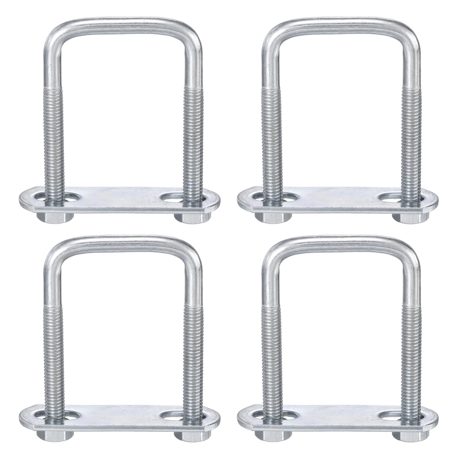 sourcing map 4Pcs Leaf Spring Clamp Kit M6 Square U-Bolts Clamp Fits Leaf Springs Up to 35mm Wide Locks Leaf Springs with Screws for Better Control of Axle Torque Trailer Truck Boat 60mm L