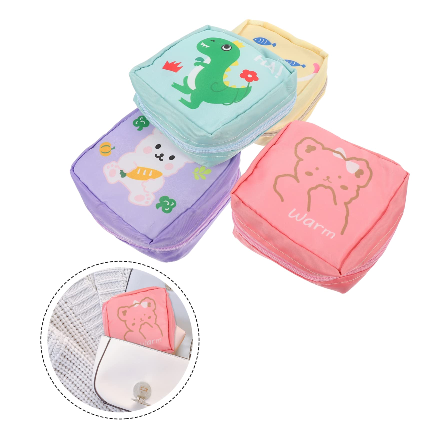 4 Set Borsa Cosmetici Portatile Sacchetti Per Assorbenti Igienici Con Design Animali Per Sanitary Pad E Accessori Femminili Pratico E Multifunzionale Per Ufficio E 4 Pezzi * 4