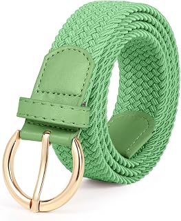 JASGOOD Women Men Braided Woven Elastic Stretch Waist Belt Golf Canvas Fabric Casual Belt for Jeans Pants