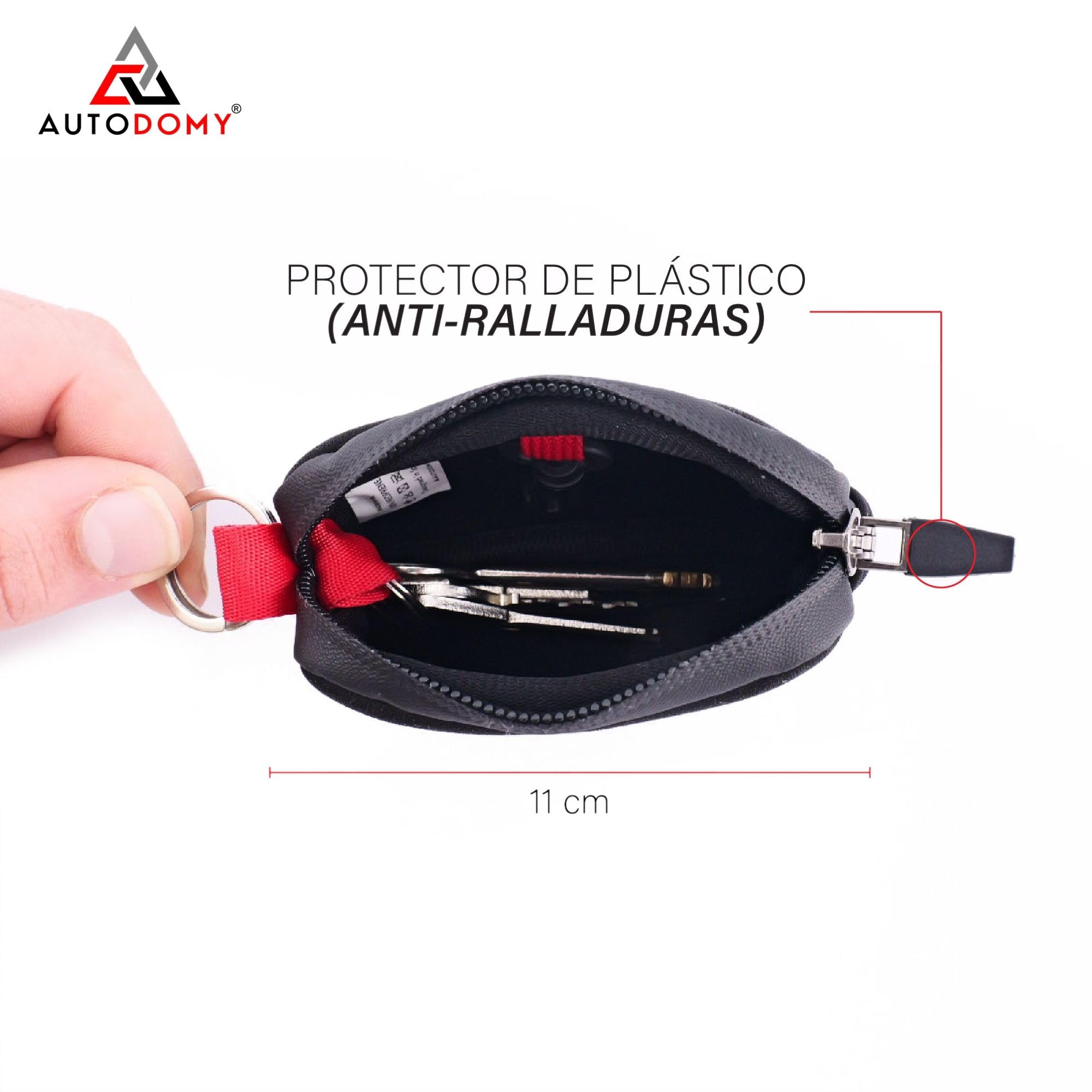 Autodomy Llavero para Moto Impermeable Neopreno Negro Rojo Porta Llaves con Anilla Mosquetón