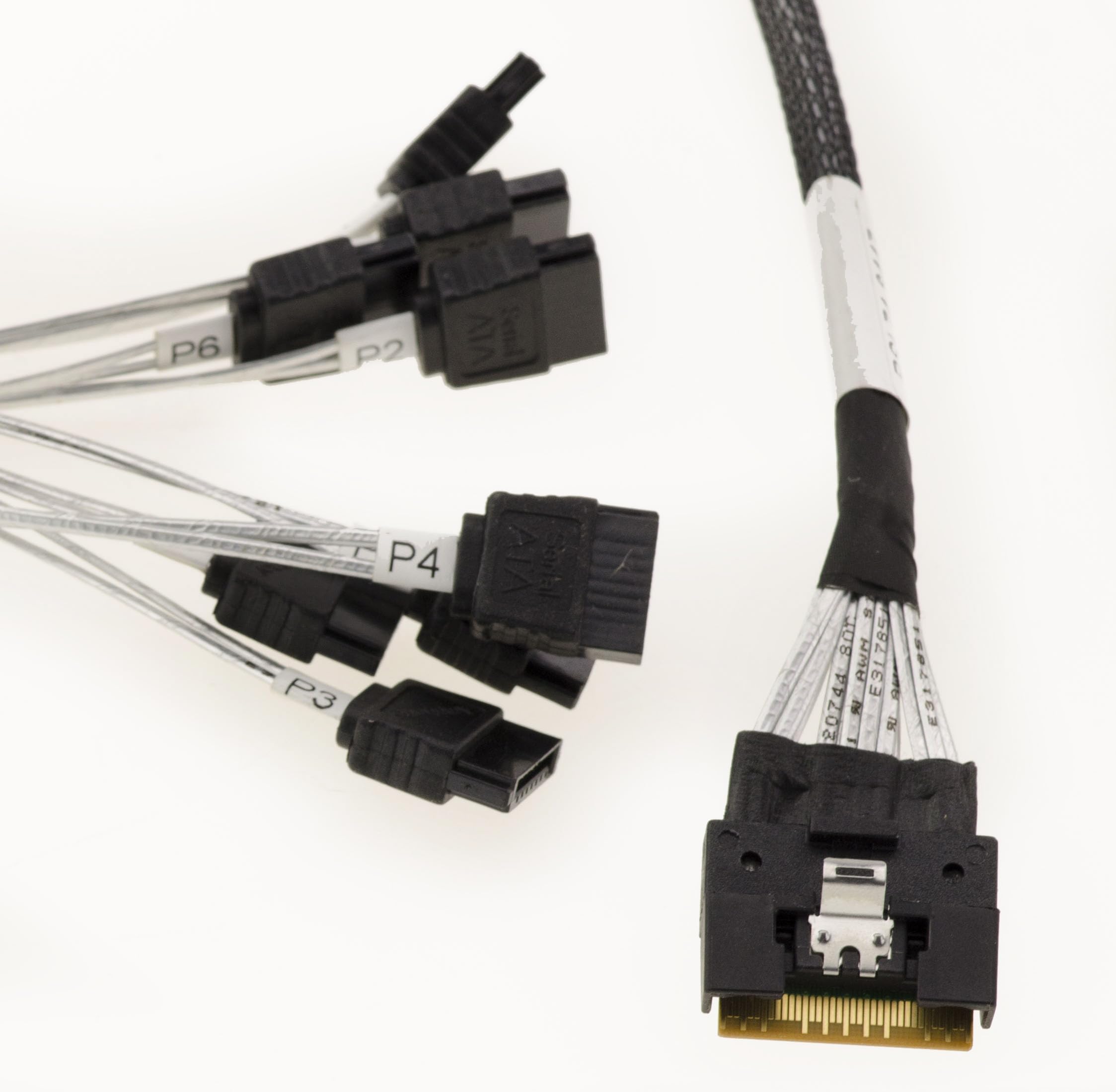 KALEA-INFORMATIQUE Cordon câble PCIe 4.0 avec connecteurs Slim SAS SFF-8654 8i 74 broches vers 8x SATA longueur 80cm