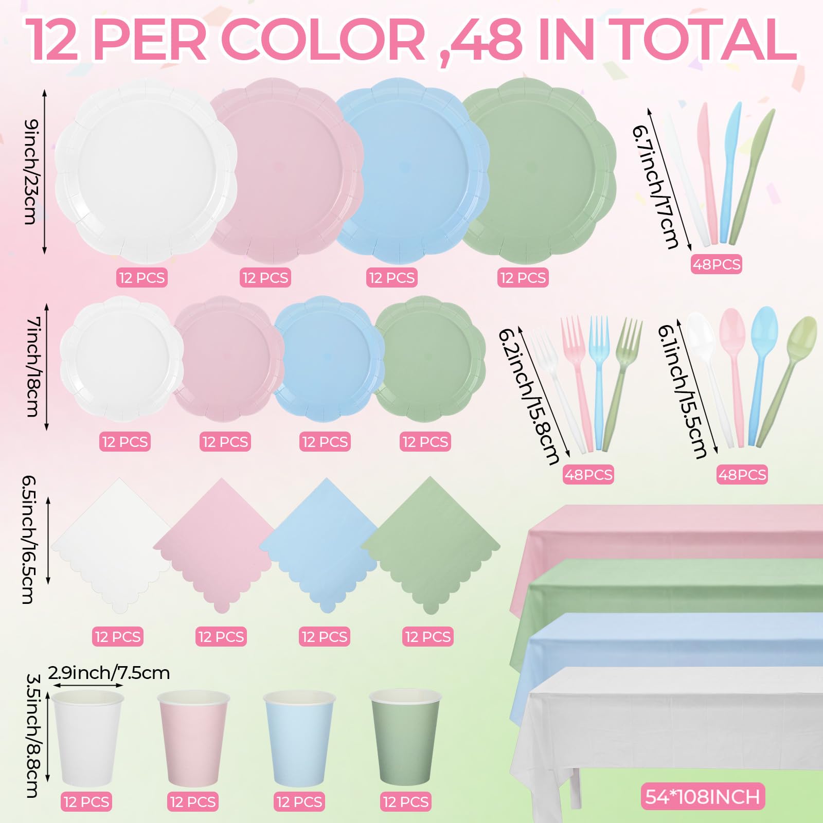 Havawish Pastel Party Plates & Cutlery Set -2