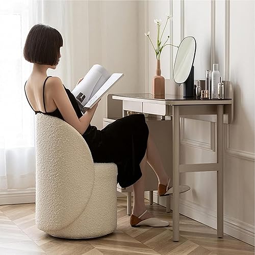 Miniatura 2 de Silla de maquillaje giratoria, esponja de alta densidad para dormitorio, silla de maquillaje para el hogar, taburete de lana de cordero, sillón de