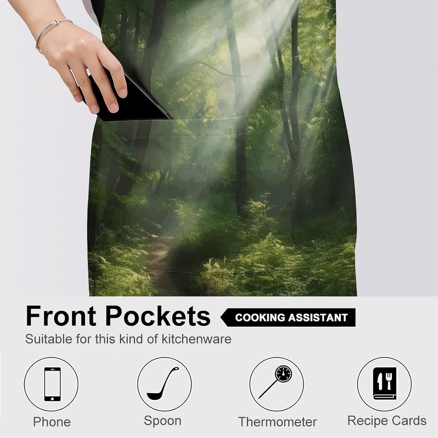 Sunlight Through The Grove Apron for Cooking Kitchen Chef Aprons with Pockets Unisex Professional Adjustable Bib Aprons Restaurant Waterdrop Resistant Apron for Men Women Waiter