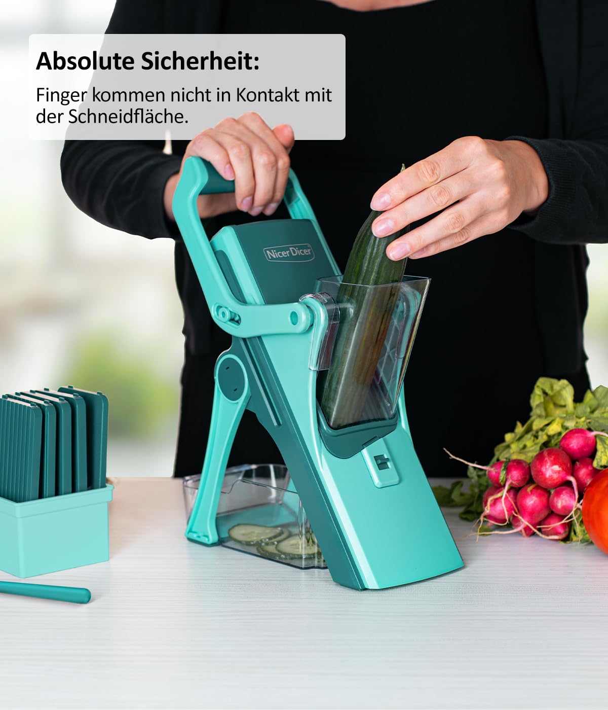 Genius Nicer Dicer Mando Gemüseschneider 12-tlg., Gemüsehobel manuell
