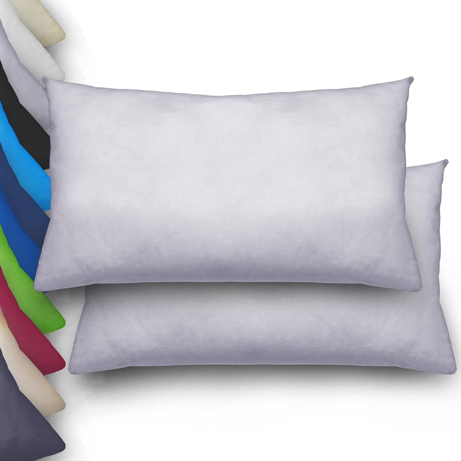 NatureMark Basic 2er Pack Mikrofaser Kissenbezug 40×80 cm – 100% Polyester – mit Reißverschluss (40 x 80 cm, Silber grau)