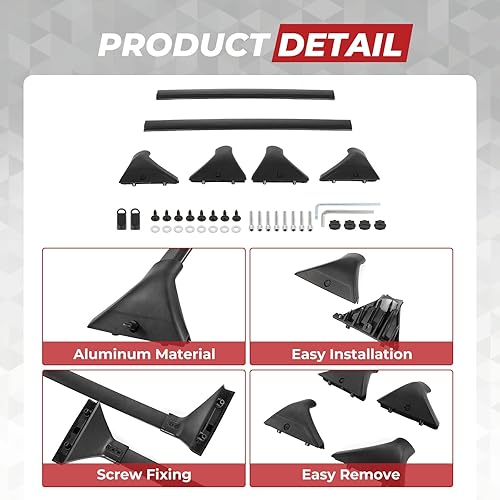 Miniatura 2 de ALAVENTE Barra transversal para techo compatible con Nissan Rogue 2021 2022 2023 SV SL Platinum con rieles laterales, 110 libras, ajustable, barra