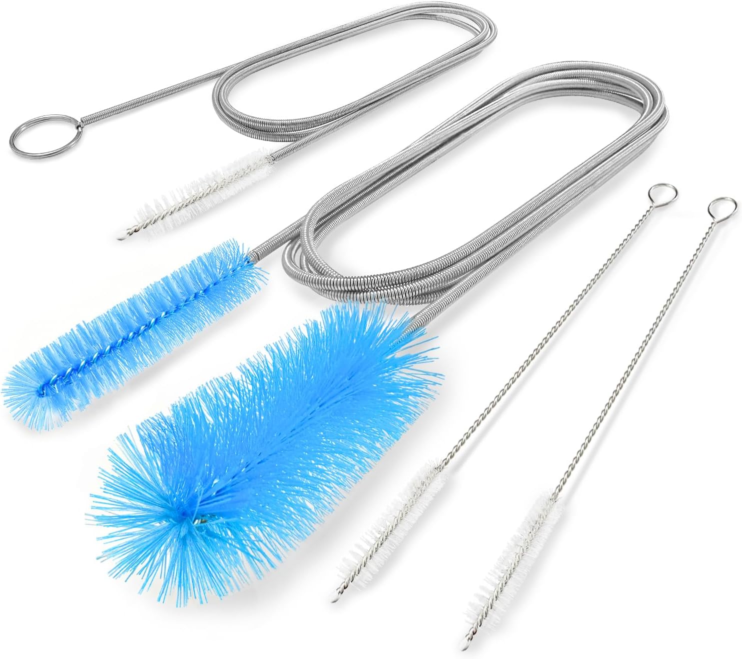 Flexible Drain Brush, 66 Inch Long Double Ended Hose Pipe and 58 Inch Tube Cleaning Brush and 2 Pack 8 Inch Straw Cleaner Brush