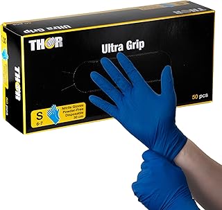 ABENA | THOR Ultra Grip Long 50 Stück (Größe S, 30 cm) | Blaue Nitrilhandschuhe für einen sicheren Griff | Sichere Latexfr...
