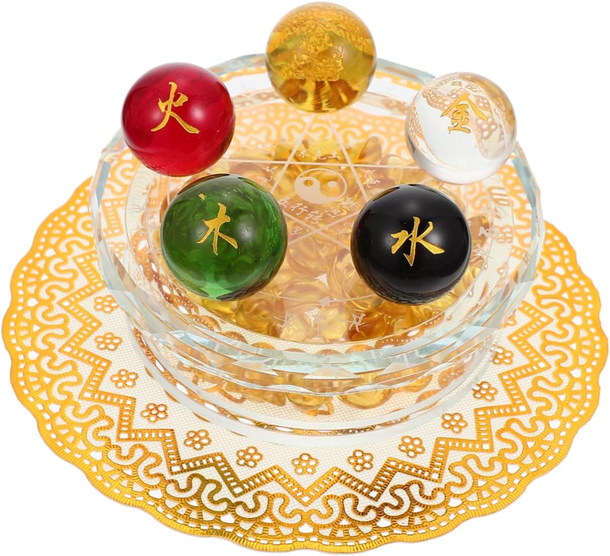 1set Transition Array Gold Sphere Decor Home Fortune Decor Decorative Glass Ball