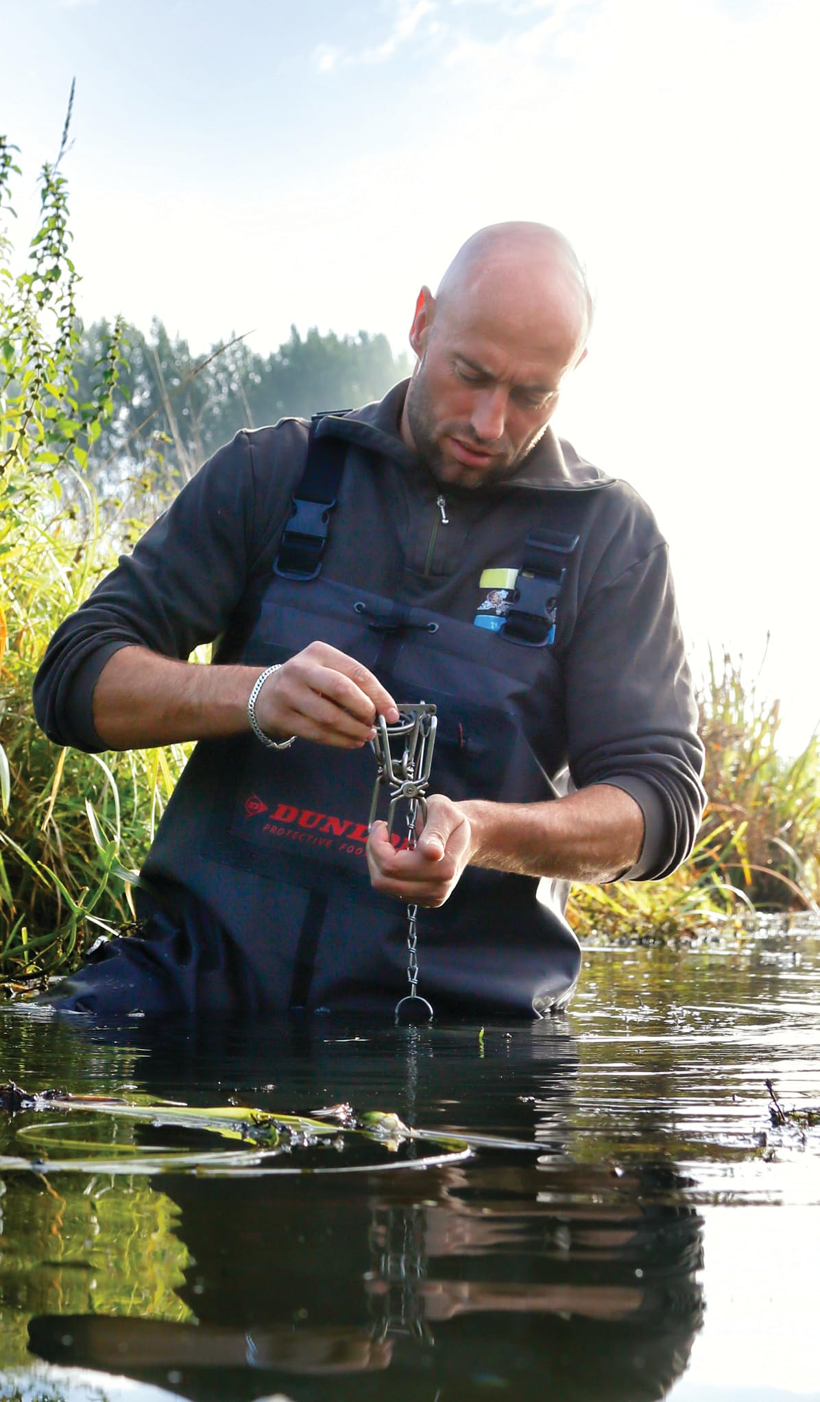 DUNLOP Protective Footwear, Hip Wader Steel Toe, S/M, 100% Waterproof PVC, Lightweight and Durable, 8685600.10, Size 10 US