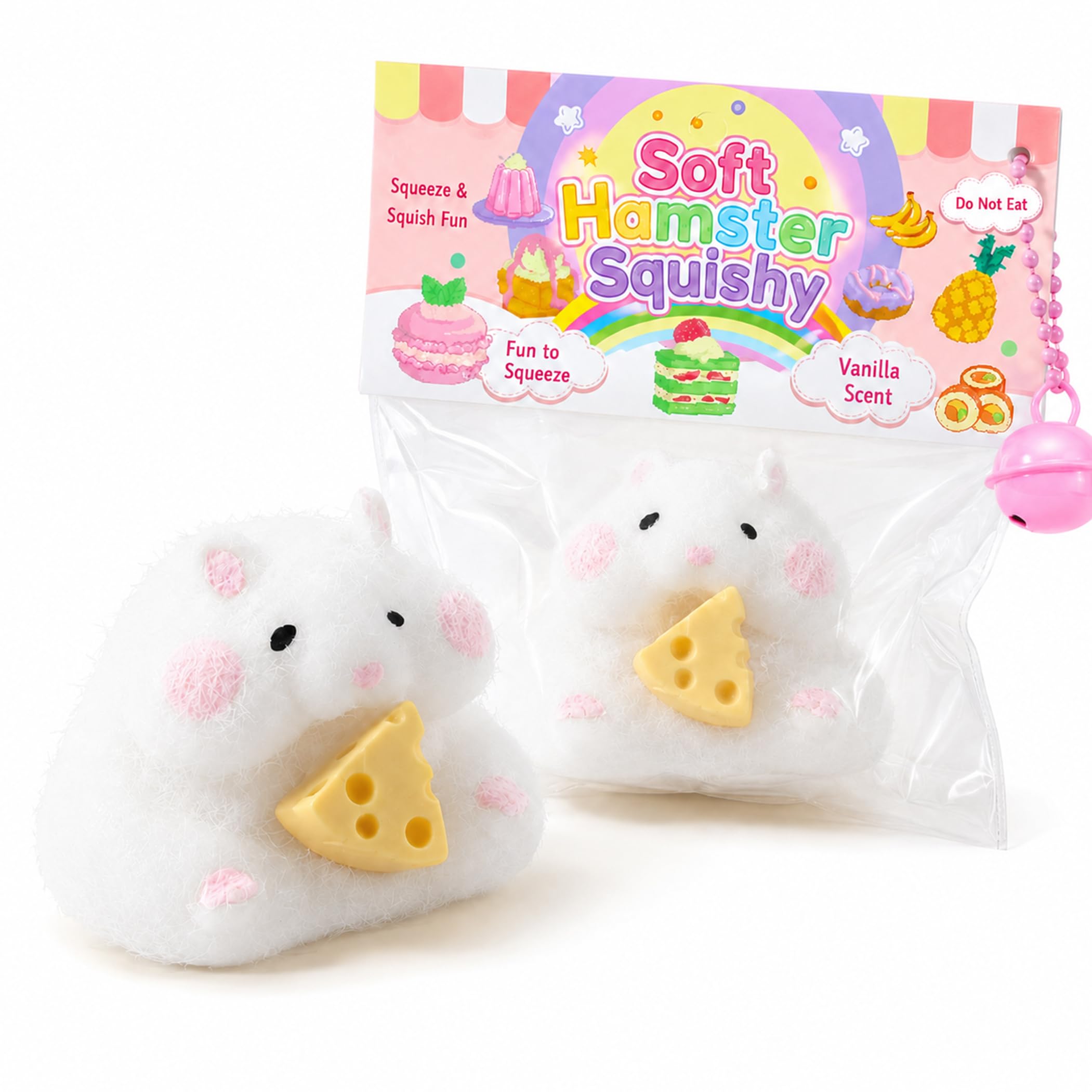 2027 New Cute Squeeze Hamster - Ultra Soft Silicone Hamster Squeeze Toy, Cute Stress Relief Squishy for Playing, Party, Alone (White)