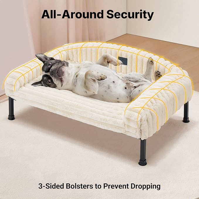 Cama Elevada para Perro Pequeño con Cojín de Respaldo y Fund miniatura 4